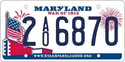 MD license plate 2AO6870
