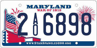 MD license plate 2AO6898