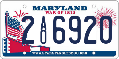 MD license plate 2AO6920