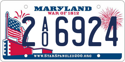 MD license plate 2AO6924