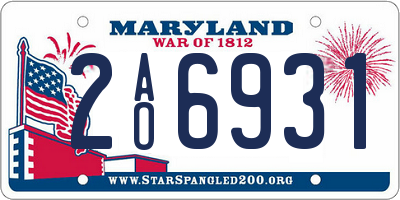 MD license plate 2AO6931