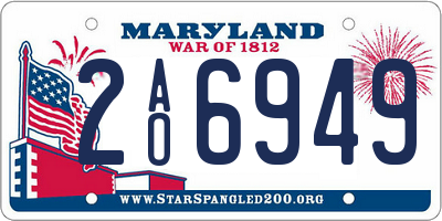 MD license plate 2AO6949