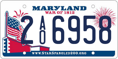 MD license plate 2AO6958