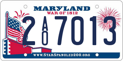 MD license plate 2AO7013