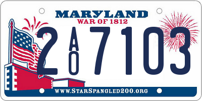 MD license plate 2AO7103