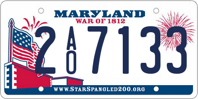 MD license plate 2AO7133