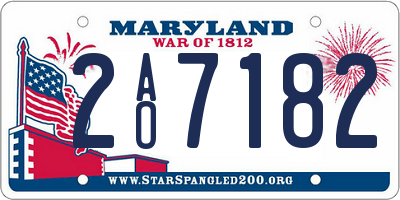 MD license plate 2AO7182