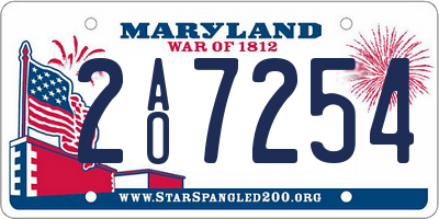 MD license plate 2AO7254