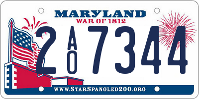 MD license plate 2AO7344