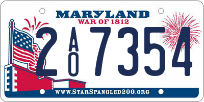 MD license plate 2AO7354