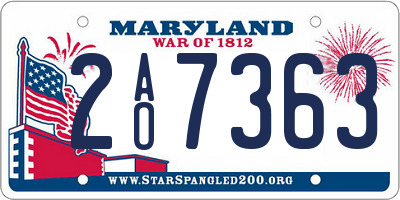 MD license plate 2AO7363