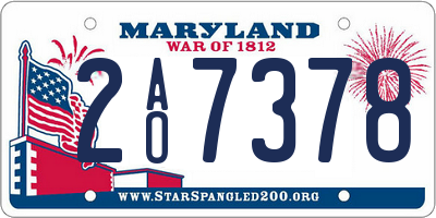 MD license plate 2AO7378
