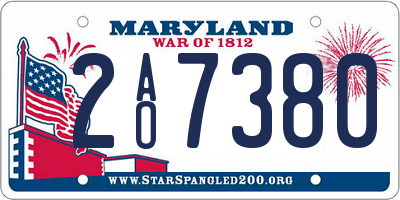 MD license plate 2AO7380