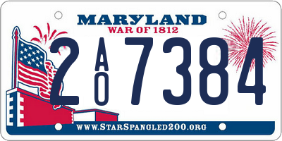 MD license plate 2AO7384
