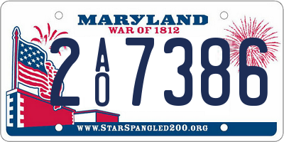 MD license plate 2AO7386