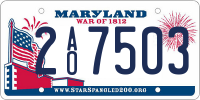 MD license plate 2AO7503