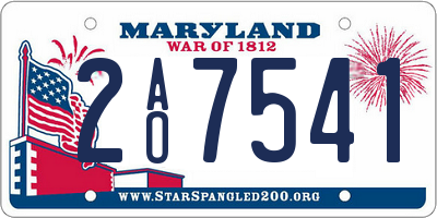 MD license plate 2AO7541