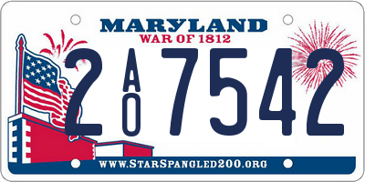 MD license plate 2AO7542