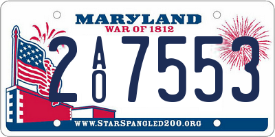 MD license plate 2AO7553