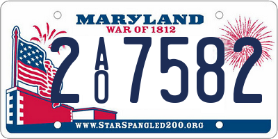 MD license plate 2AO7582