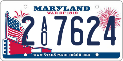 MD license plate 2AO7624