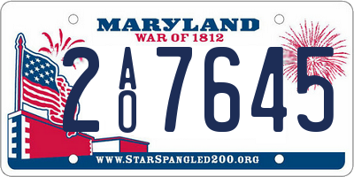 MD license plate 2AO7645