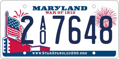 MD license plate 2AO7648