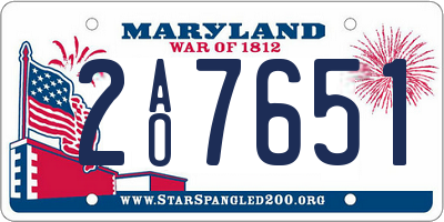 MD license plate 2AO7651