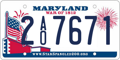 MD license plate 2AO7671