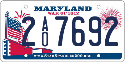 MD license plate 2AO7692
