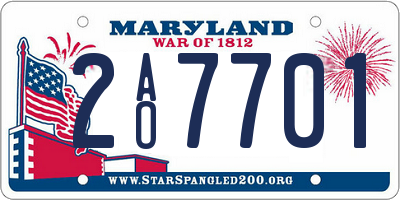 MD license plate 2AO7701