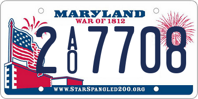 MD license plate 2AO7708