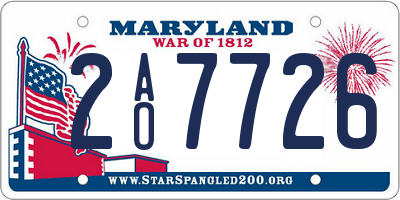 MD license plate 2AO7726