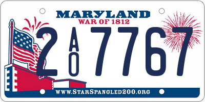MD license plate 2AO7767