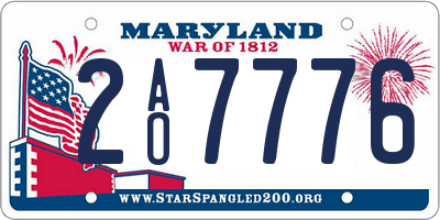 MD license plate 2AO7776