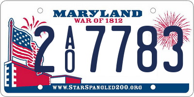 MD license plate 2AO7783