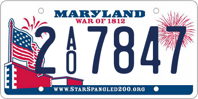 MD license plate 2AO7847