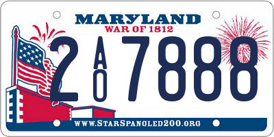 MD license plate 2AO7888