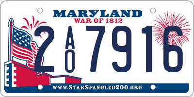 MD license plate 2AO7916