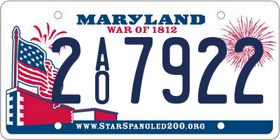 MD license plate 2AO7922