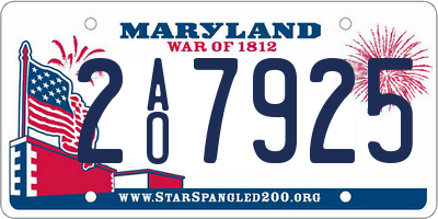 MD license plate 2AO7925