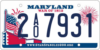 MD license plate 2AO7931