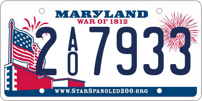 MD license plate 2AO7933