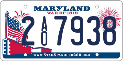 MD license plate 2AO7938