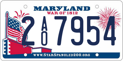 MD license plate 2AO7954