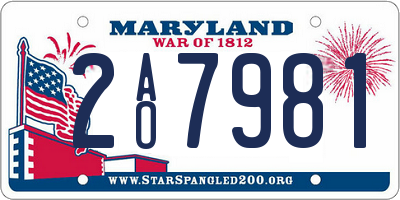 MD license plate 2AO7981