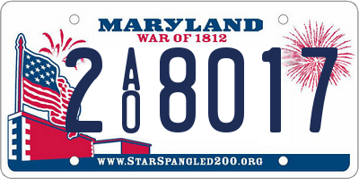 MD license plate 2AO8017
