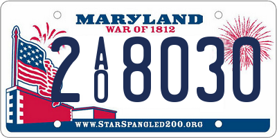 MD license plate 2AO8030