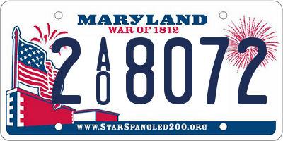 MD license plate 2AO8072