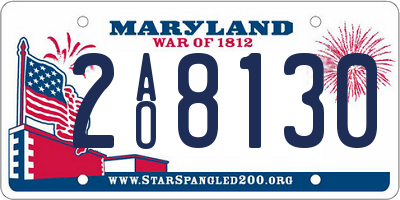 MD license plate 2AO8130